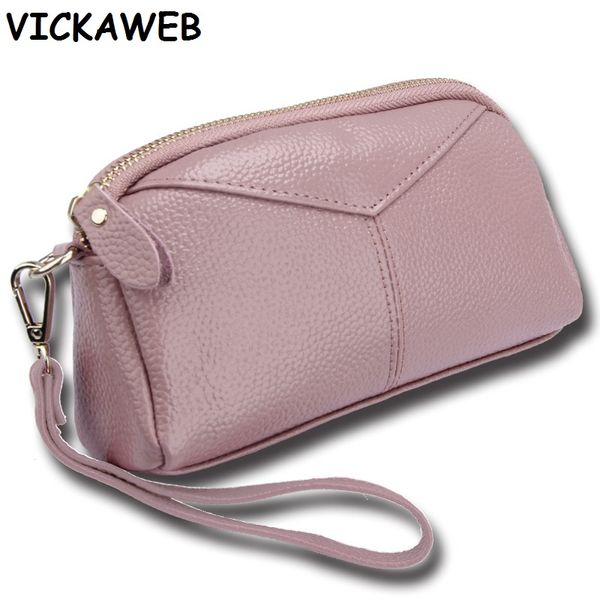

women coin purse genuine leather wallet female real leather purses ladies clutch hand bag for make up, Red;black