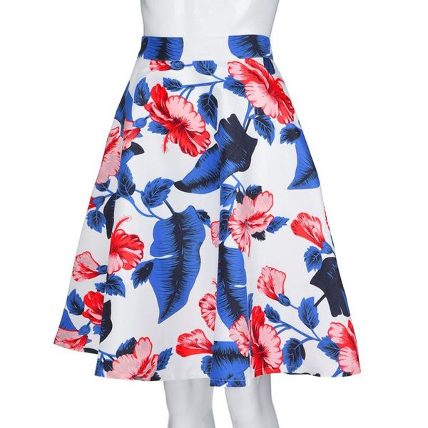 

2018 fashion woman skirts wrap skirt clothes for ladies vintage summer floral print high waist skater mini 2aug8, Black