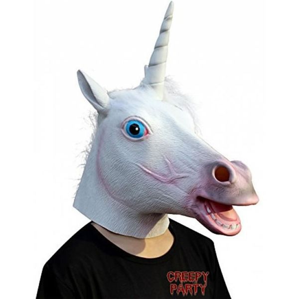 

halloween unicorn horse head cosplay costume party latex rubber prop animal mask w30
