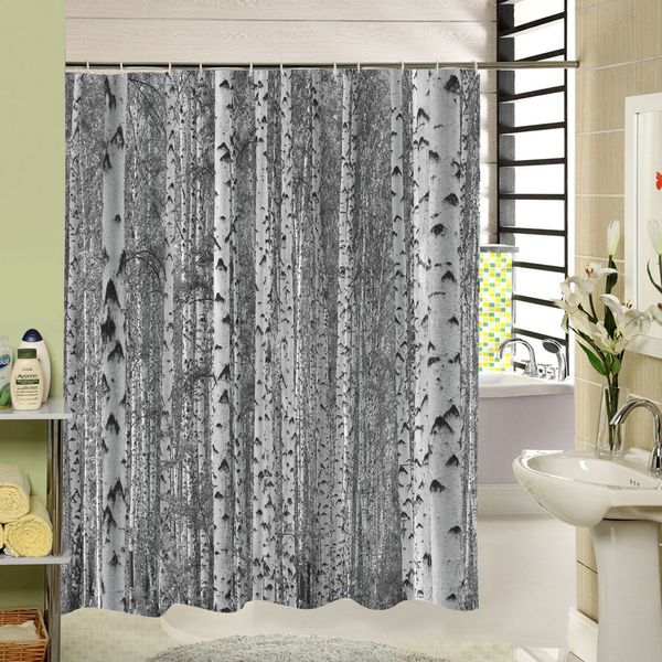 

birch tree shower curtain forest trees for bathroom decor private protective unique shower curtians fabric liner