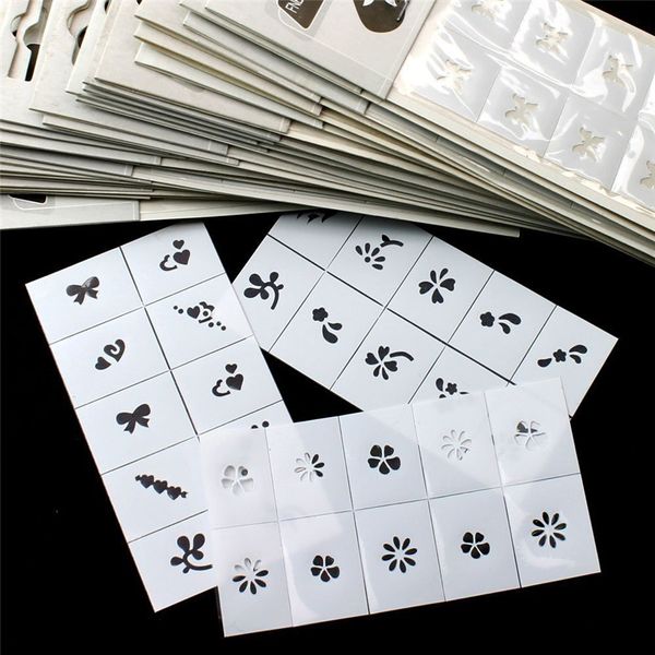 

30pcs different style pattern template stencil stickers set airbrush stencils nail art design for fingers & toes ( style random, Black