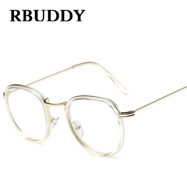 

rbuddy women's optical retro eye glasses frame for women eyewear metal eyeglasses vintage with transparent clear lens glasses, Silver
