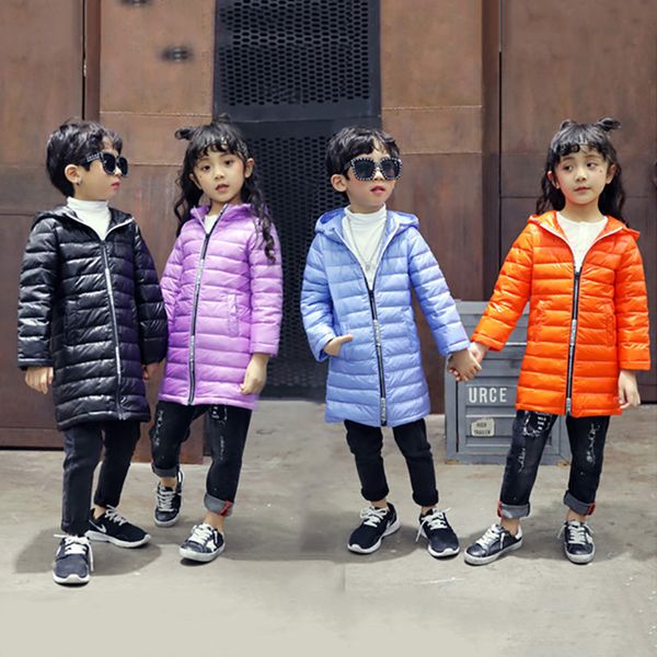 

yh-1722 fashion winter girl waterproof long duck down jacket blue coat child keep warm hooded kids parka boy outerwear, Blue;gray