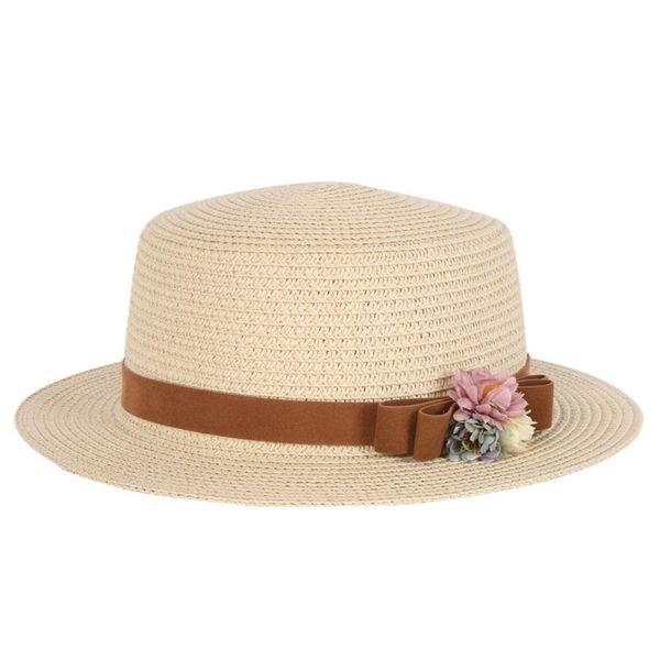 

summer elegant floral hats for women ladies causal beach cap vintage women's straw hat bowknot, Blue;gray