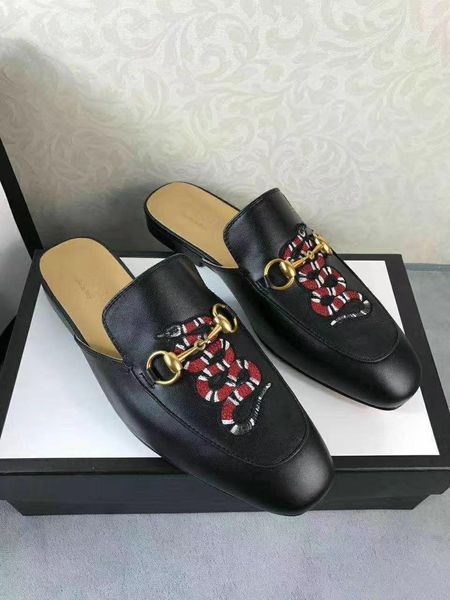 

Дизайнерские тапочки для мужчин Princetown вышитые тапочки kingsnake аппликация Horsebit деталь мокасины 5 " высота каблука мужская обувь