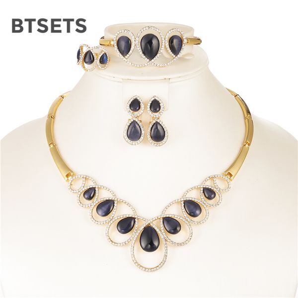 

btsets 2018 turkish jewelry sets for women wedding fashion african beads jewelry set imitation crystal opal set, Silver