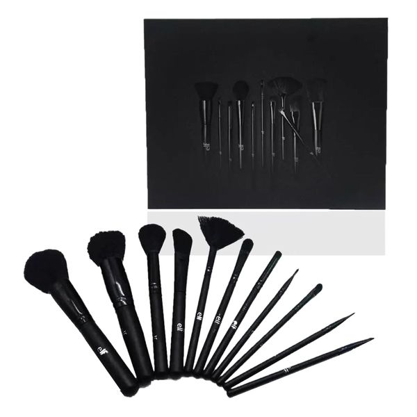 

11pcs/set elf makeup brush set face cream power foundation brushes multipurpose beauty cosmetic tool black brushes set with box