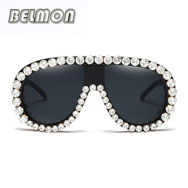 

2018 fashion luxury sunglasses men women brand designer sun glasses for ladies oversized mirror lens male oculos rs244, White;black