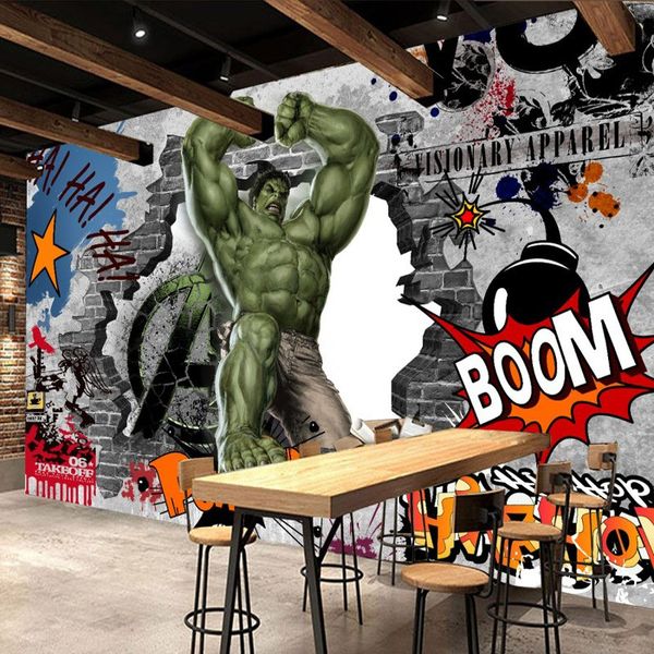 Avengers Photo Wallpaper Custom 3d Hulk Wallpaper Graffiti Wall Mural Children Bedroom Office Tv Backdrop Super Hero Room Decor I Hd Wallpaper I Hd