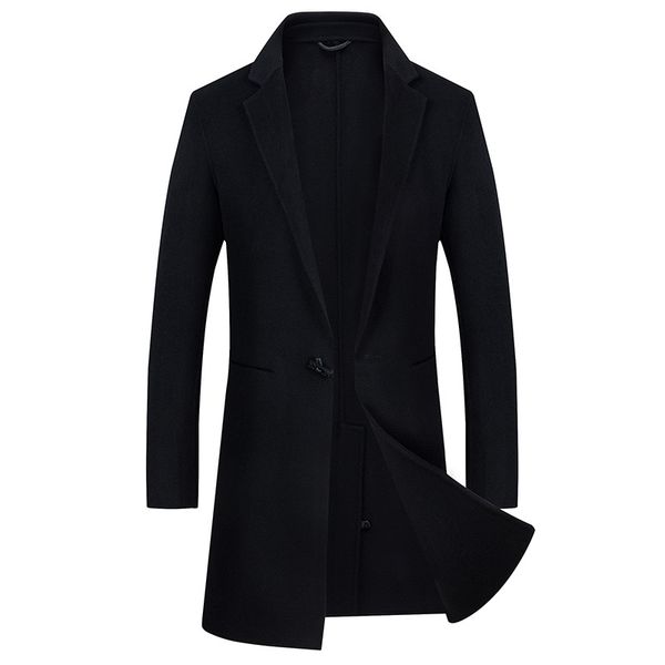 

long wool outwear button brand casual blend jacket male single woolen windbreaker men overcoat man mens cashmere black coat