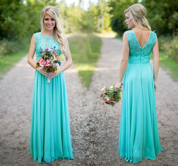

бирюзовые платья подружек невесты sheer jewel neck кружевной топ шифон длинный кантри подружка невесты фрейлина свадебные платья для гостей, White;pink