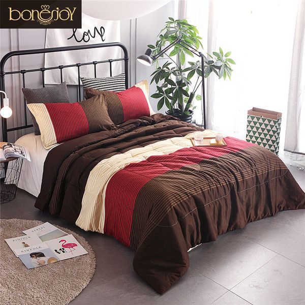 Bonenjoy Striped Comforter Sets Red Colorful Quilted Duvet With