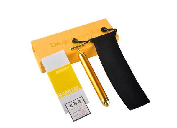 

energy beauty bar 24k gold pulse firming massager facial roller massager derma skincare wrinkle treatment face massager