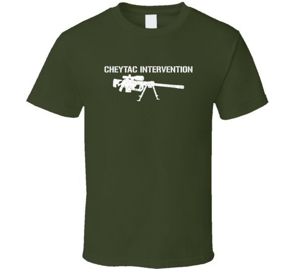 

cheytac intervention sniper rifle distressed t shirt, White;black