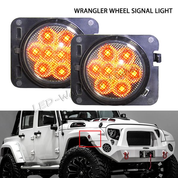 

20pairs front fender flares led turn signal lights smoked side marker lamps clear front wheel signa light kit for jeep wrangler jk 07-16
