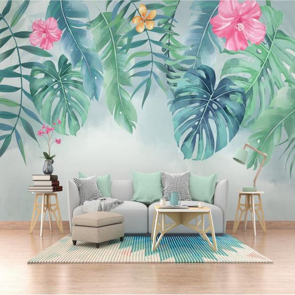 

custom any size mural wallpaper 3d stereo green leaves forests fresco living room study restaurant backdrop wall painting decor