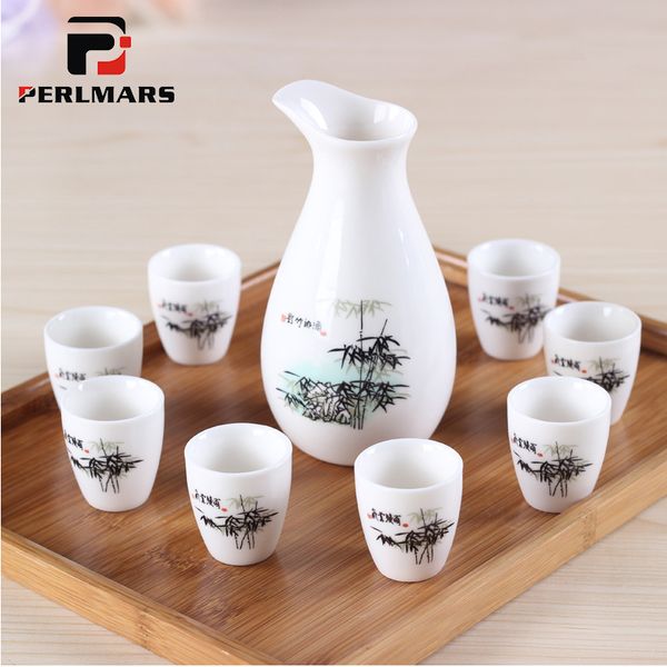 

creative ceramic porcelain wine set drinkware vintage paern liqueur cup with hip flask kit japanese small sake bowl kele pot