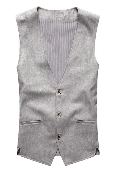 

spring & summer khaki color single breasted cotton linen vest casual mens suit vest wedding waistcoat clothing casual suit for men, Black;white