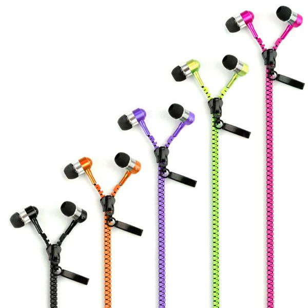 

new fashion 2014 design stereo bass headset in ear metal zipper earphones headphones with mic 3.5mm jack standard 200pcs/lot