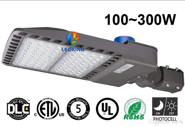 100W 200W 300W LED Parking Lot Shoebox Pole Light with Dusk-to-Dawn Photocell