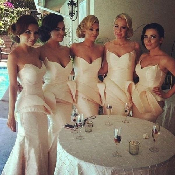 

simple design mermaid sweetheart bridesmaid dresses floor length ruffles taffeta bridesmaid gowns long evening gowns, White;pink