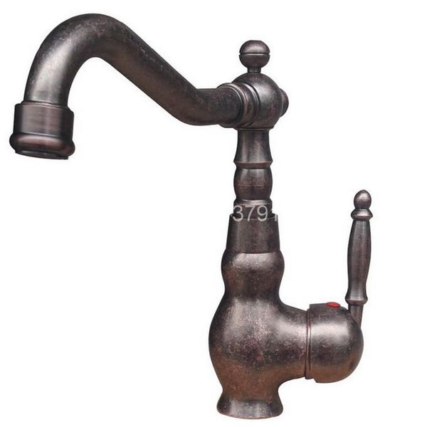 

vintage retro antique copper single handle swivel spout kitchen sink bathroom basin faucet cold & mixer tap ann021