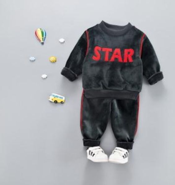 

winter children's suit 2018 kids clothes long-sleeved pullovers cartoon letter baby boy girls clothes 2pcs boy suits sy-f175215, White