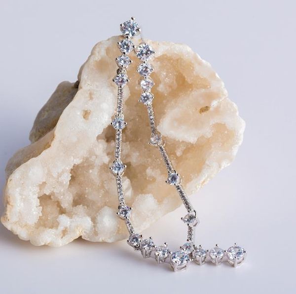 

bridal earrings, women's workers, zircons, bride earrings, long ear studs, Silver