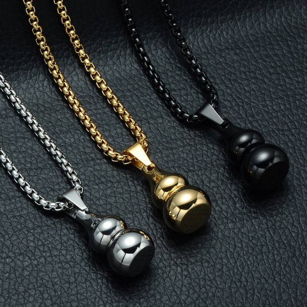

brand men necklace pendant stainless steel gourd silver gold black tricolor chain jewelry cool pendant for men gift