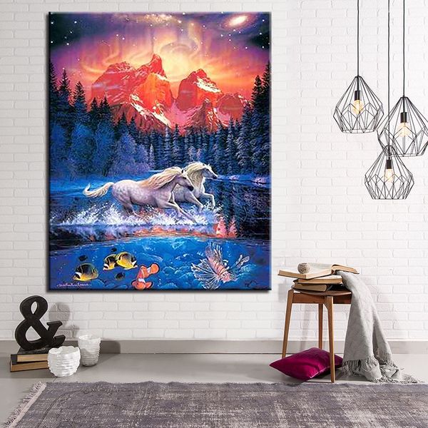 

animals scenery diy painting by numbers kits coloring running horses oil pictures hand paint zebra unicorn on canvas home decor