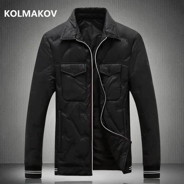 

2018 winter men fashion business down coat winter casual down jacket parka men's thicken 90% white duck jackets men, Black