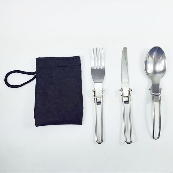

knife fork spoon set with nylon bag package portable stainless steel dinnerware sets travel picnic tableware cutlery