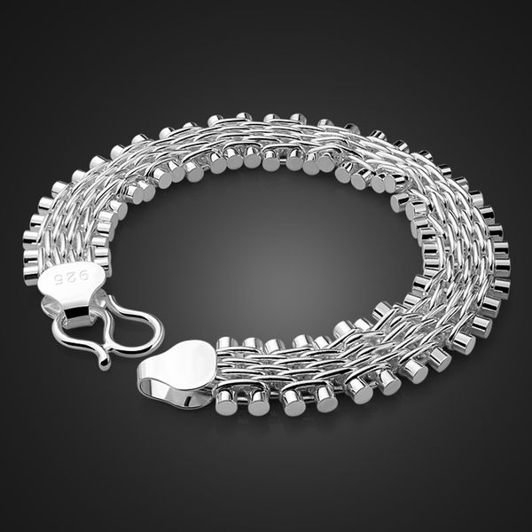

925 genuine solid silver 100% silver link chain bracelet men sterling jewelry bracelet . charm women, Black
