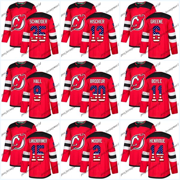 

Womens USA Flag Stitched New Jersey Devils 30 Martin Brodeur 9 Taylor Hall 13 Nico Hischier 35 Cory Schneider Adam Henrique Hockey jerseys