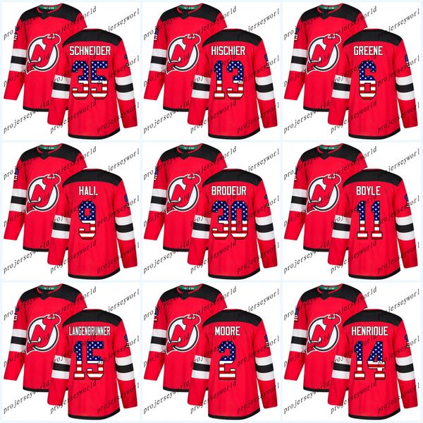 

Womens USA Flag Stitched New Jersey Devils 30 Martin Brodeur 9 Taylor Hall 13 Nico Hischier 35 Cory Schneider Adam Henrique Hockey jerseys