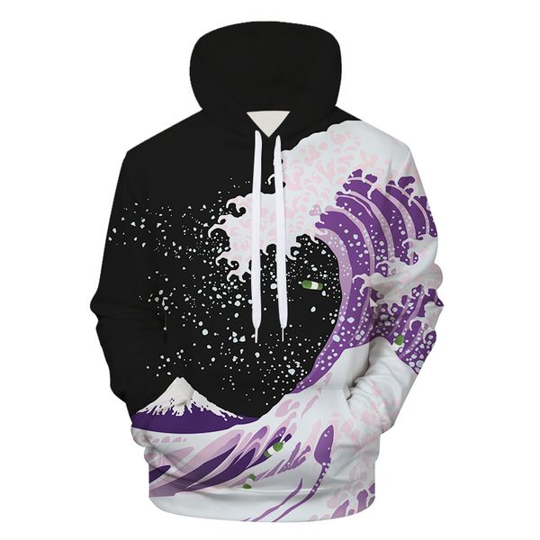 

новые моды море избили 3d печати толстовки мода одежда женщины / мужчины толстовка толстовки повседневная пуловеры k148, Black