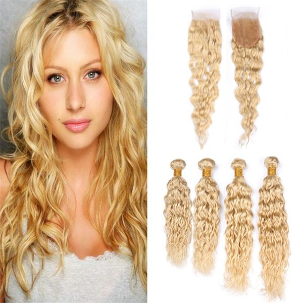 2019 Virgin Brazilian Blonde Wet And Wavy Human Hair 4 Bundles