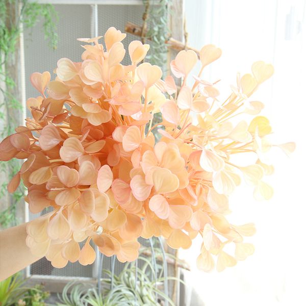 

artificial flowers plastic champagne ginkgo leaf wedding flower decoration fake flowers for home wedding party office decoration