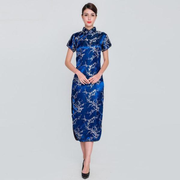 

women rayon qipao floral chinese dress elegant slim prom party dress vintage mandarin collar satin cheongsam oversized s-6xl, Red