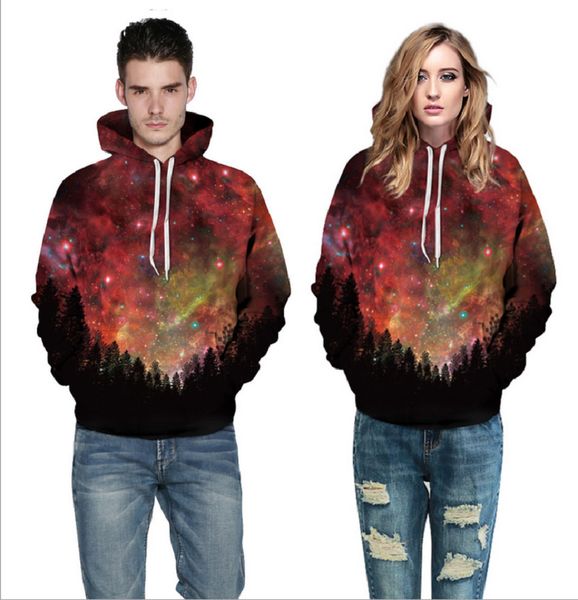 

men's fashion new night star 3d printing hooded sweatshirts men and women couples european size plus size 5xl, Black