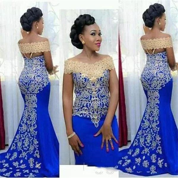 

elegant evening formal dresses 2018 - 2019 aso ebi mermaid prom dress off the shoulder lace appliques african formal party gowns vestidos, Black;red
