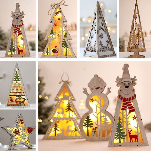 Led Lighted Christmas Tree Wooden Tree Decoration For Christmas