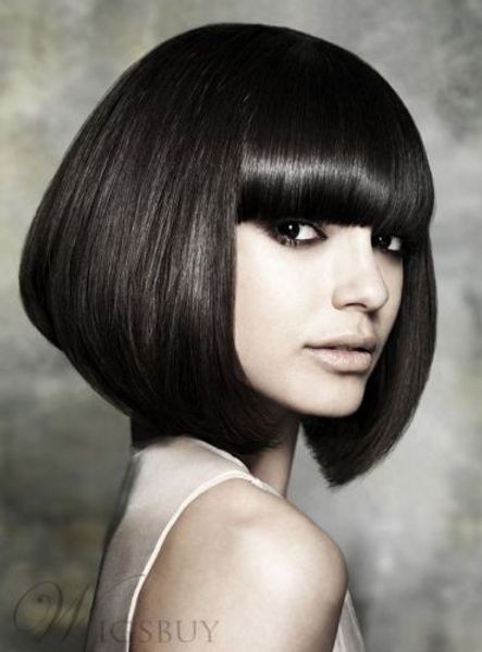 

gorgeous hair styles bob short silky straight wig makes you fabulous human hair>>>>new fashion picture wig, Black