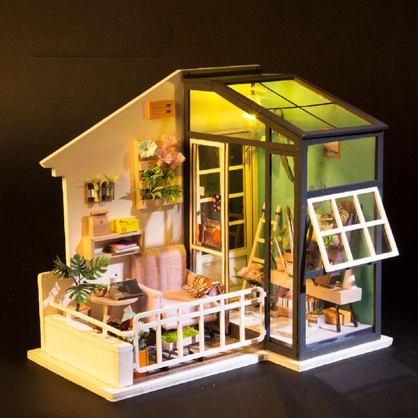 Assemble Diy Doll House Toy Wooden Miniatura Doll Houses Miniature