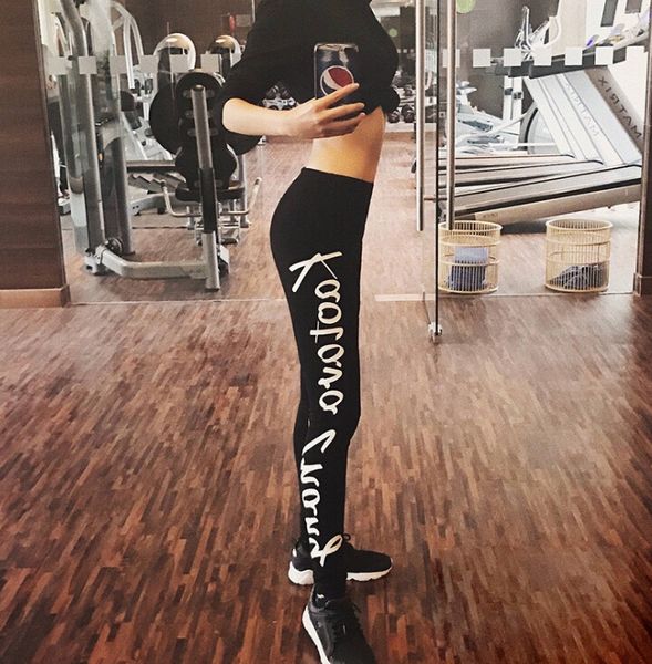 

fitness pants women new tight sports pants big letter yoga pants quick-drying letters trousers, White;black
