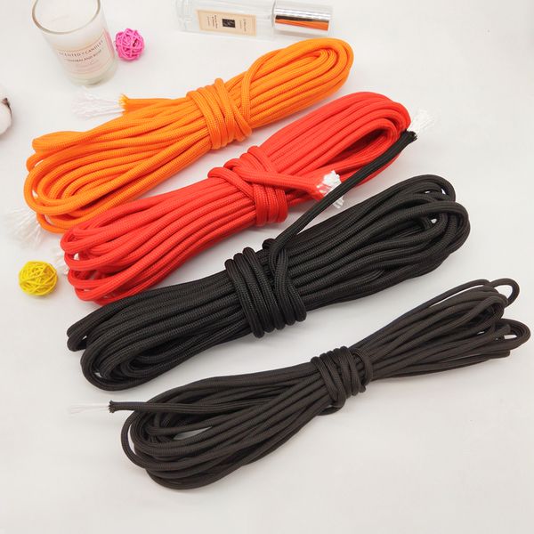 

4-7mm 10m 9-16cores braided nylon rope polypropylene climbing boat yacht sailing line pulley clothesline survival parachute cord, Black;white