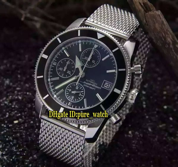 

super ocean heritage a13313121b1a1 black dial japan quartz chronograph ceramic bezel stainless steel band gents watches, Slivery;brown