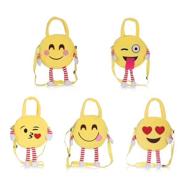 Girls Emoji Faces Emoticon Shoulder Bags Child Backpack Plush Satchel Handbags