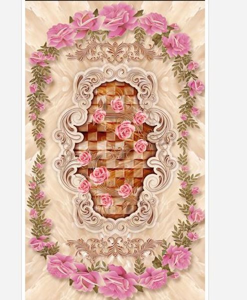 

modern custom 3d floor mural rose european pattern marble 3d floor non-slip waterproof self-adhesive pvc wallpaper