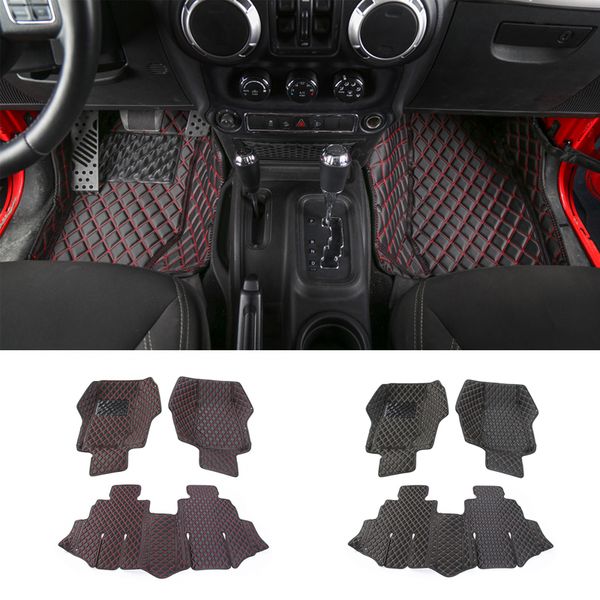 Car Carpets Foot Rugs Cushion Floor Mats Leather Foot Mat 4 Door